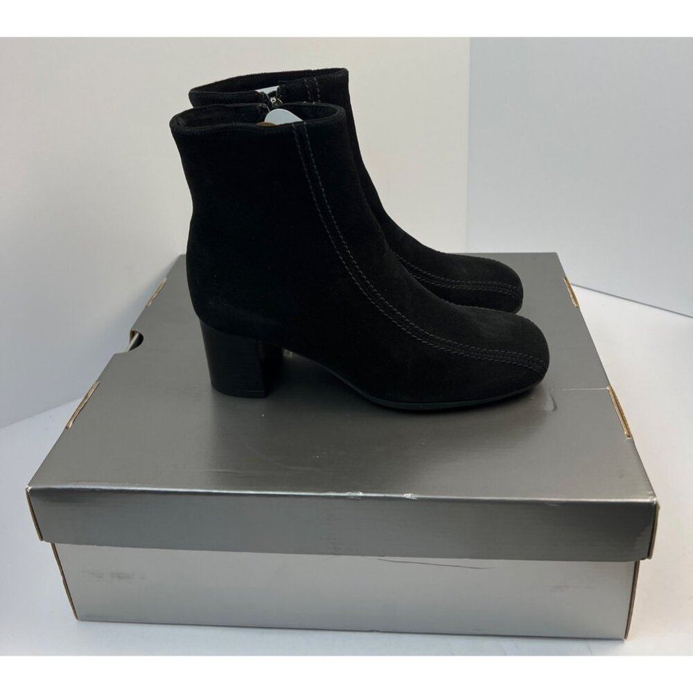 La‎ Canadienne Women's Jewel Black Suede Boot 7" Ankle Zipper Waterproof Size 6